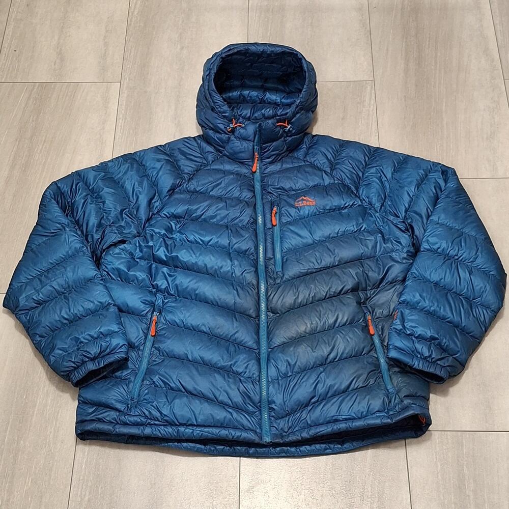 Men’s Size XXL L.L.Bean Men's Ultralight 850 Down Hooded Jacket Hood Blue